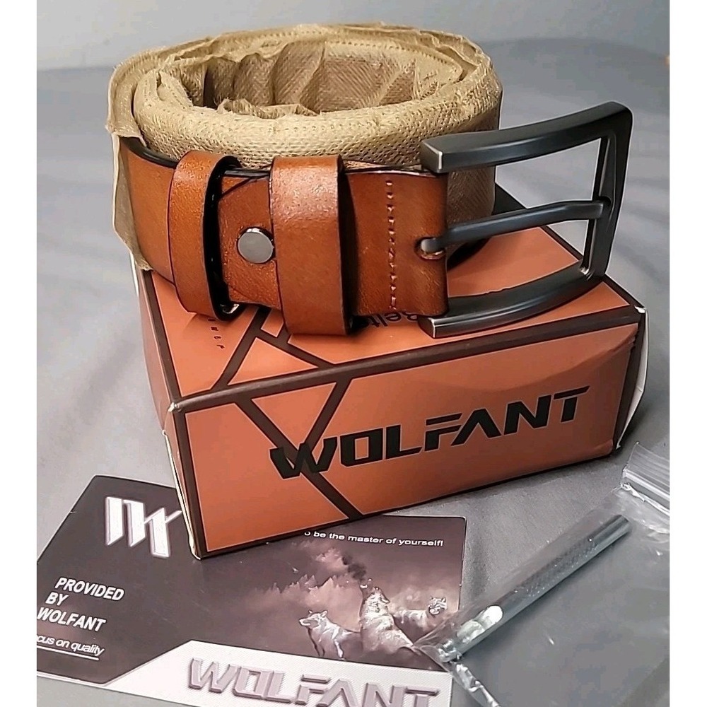 Wolfant Full Grain Solid Italian Leather Belt - Tan - 30" x 1.5" Wide Brand New